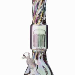 Daze Glass - 14 Inch Iridescent Spiral Arm Perc Glass Water Pipe